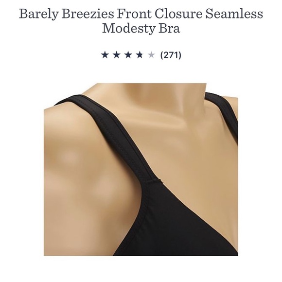 Barely Breezies Front Closure Seamless Modestly Bra - Black - 40D - Picture 3 of 5